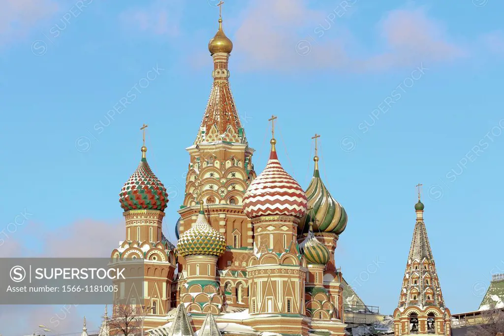 Saint Basil´s Cathedral colorful domes, Red Square, Moscow, Russia