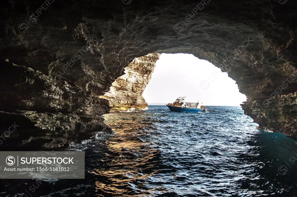 Europe, France, Corse-du-Sud, 2A Bonifacio. The cave of Bonifacio.