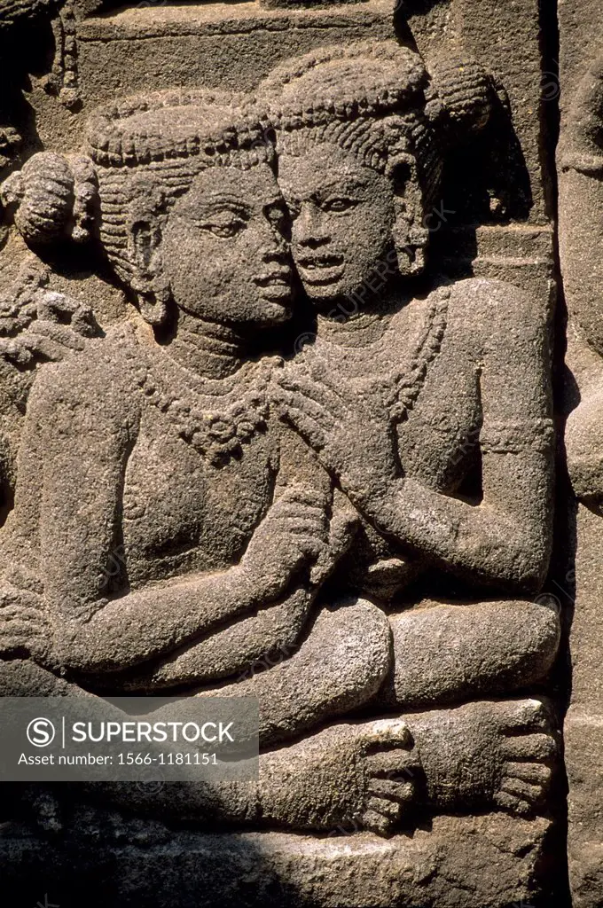 Relief in Prambanan temple, Unesco world heritage site, central Java, Indonesia