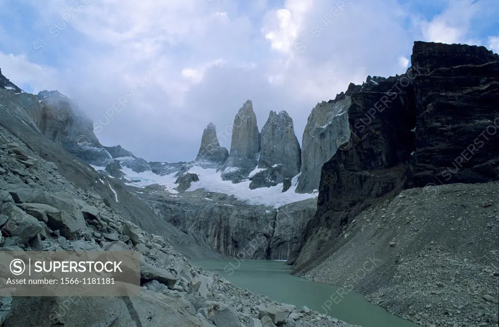 The three Towers of Paine, Torres del Paine National Park, Patagonia, Chile, South America