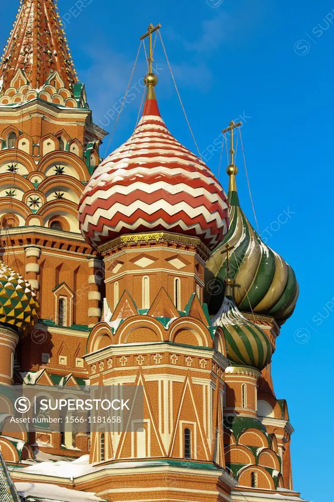 Saint Basil´s Cathedral domes, Red Square, Moscow, Russia