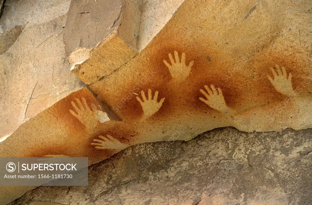 Cueva de las Manos, Spanish for Cave of the Hands, on the Rio Pinturas, Patagonia, Argentina, South America