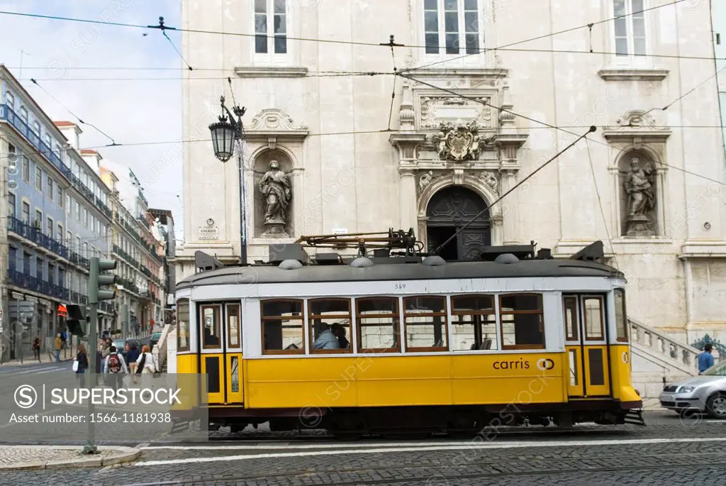 tramway, Largo Chiado, lisbon, portugal, europe