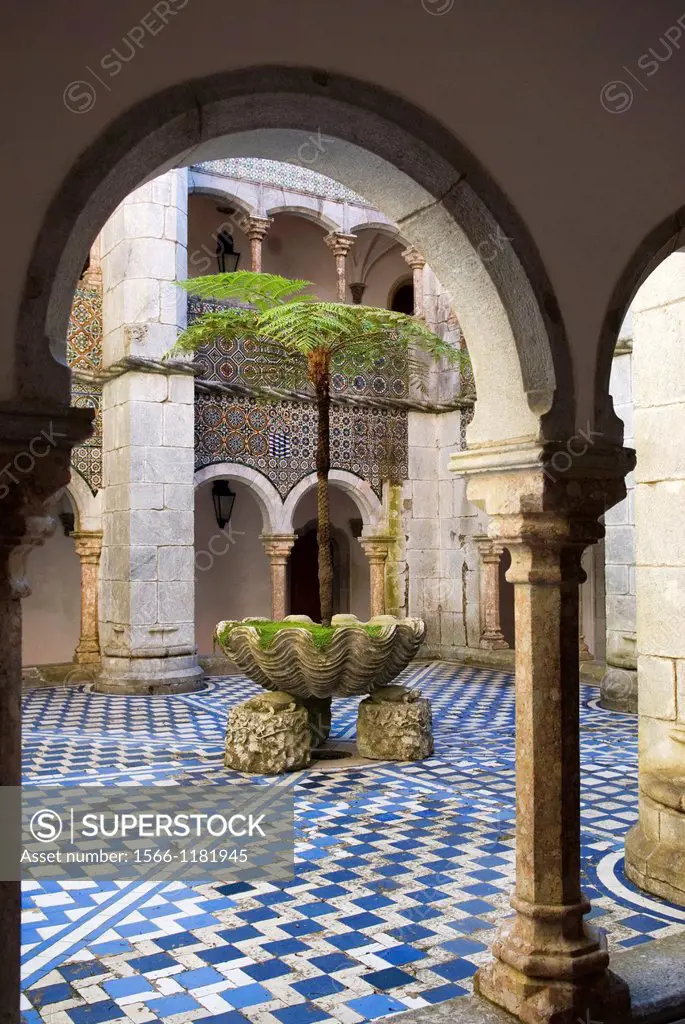 cloister in the Pena National Palace, Sintra, around Lisbon, portugal, europe