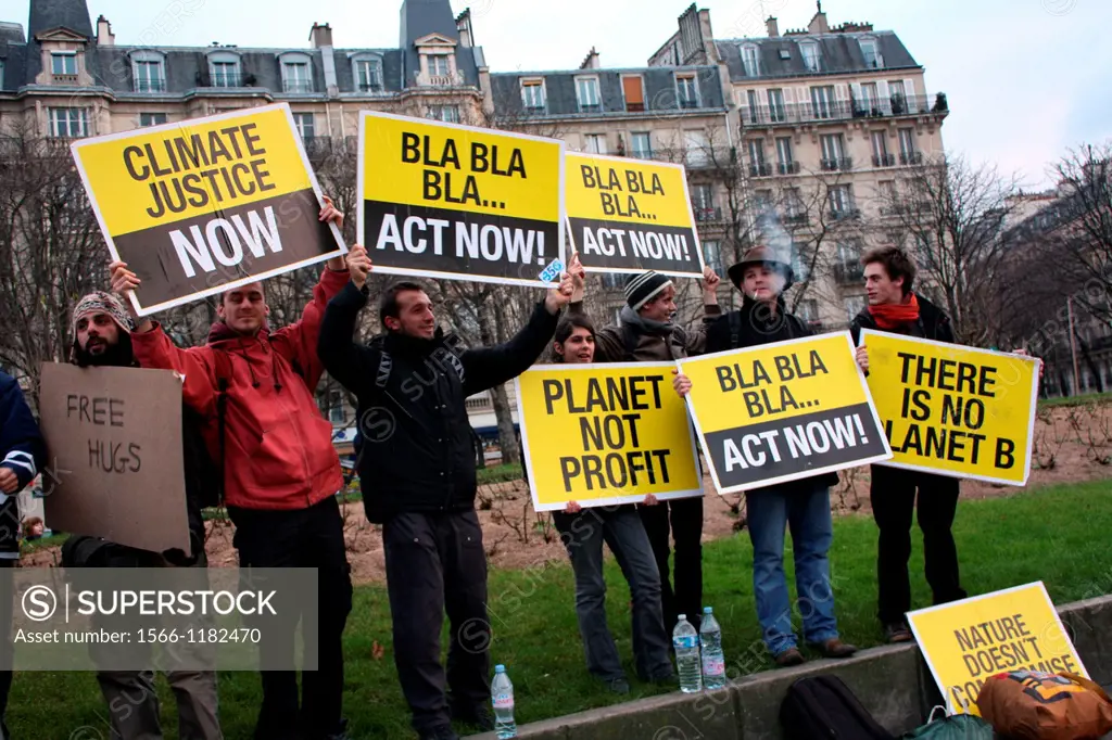 Protest against Conference Copenhagen Summit 2009 on climate change, Paris, France.