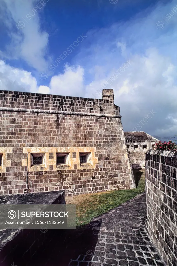Famous Brimestone Hill Fortress in color in St Kitts USVI