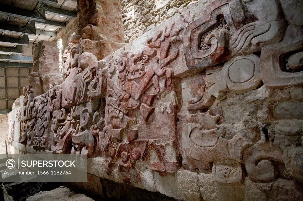 Frieze at Archeological site Balamku, Yucatan Peninsula, Campeche, Mexico
