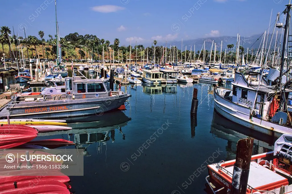 Yacht Club with boats in Santa Barbara California USA
