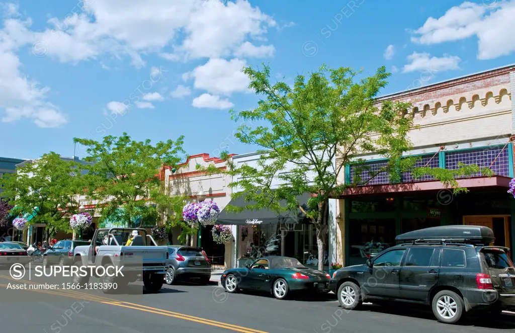 Downtown center of city on Sherman Avenue or Main Street in Coeur D´ Alene Idaho