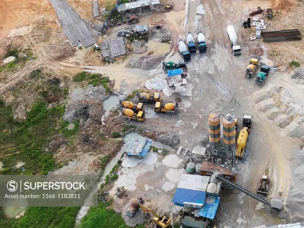 Aerial view of abstract dirt and rock formations