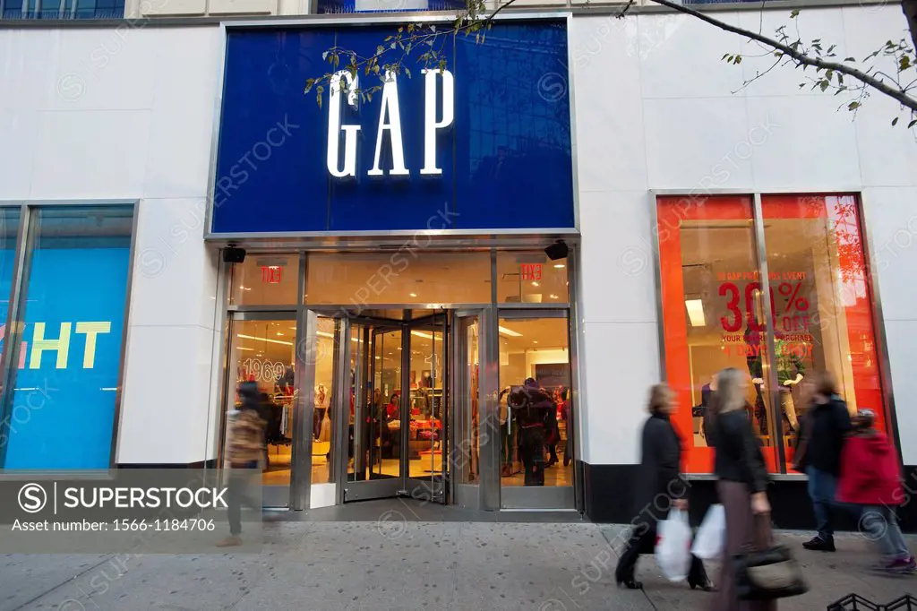 Shoppers outside the Gap store in the Herald Square shopping district in New York