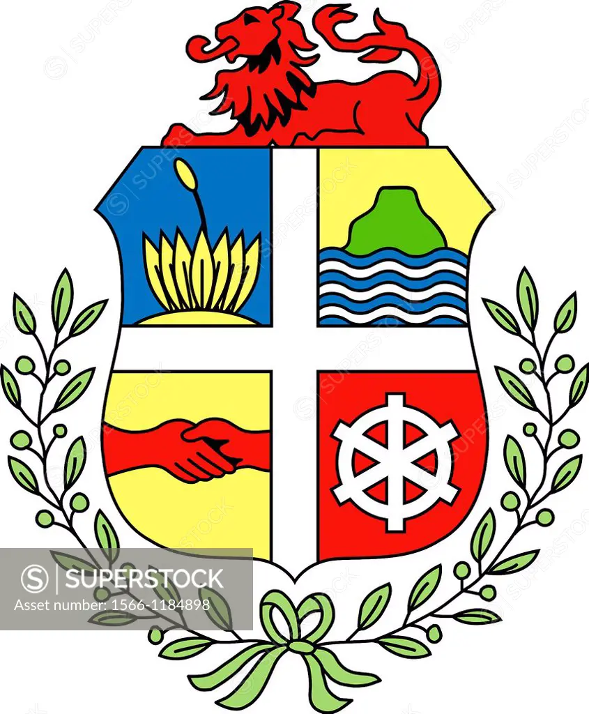 Coat of arms of the Caribbean island of Aruba - Caution: For the editorial use only  Not for advertising or other commercial use!