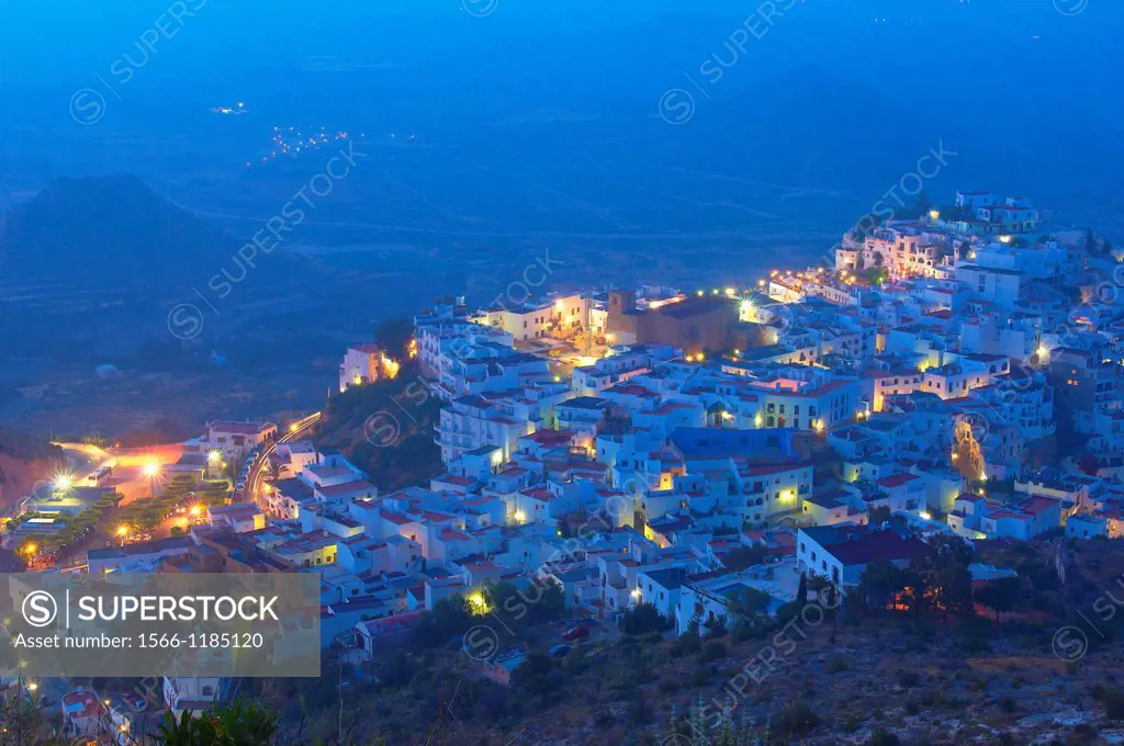 Mojacar, Old town at Dusk, Almeria province, Andalusia, Spain