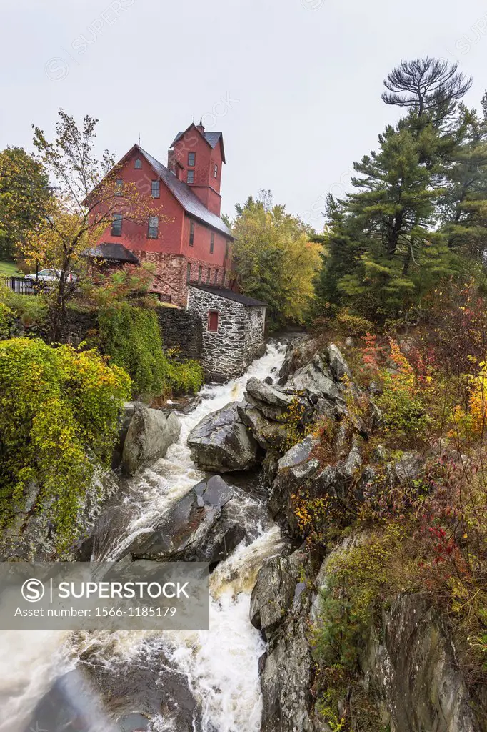 Historic red Grist Mill in Jericho, Vermont, USA