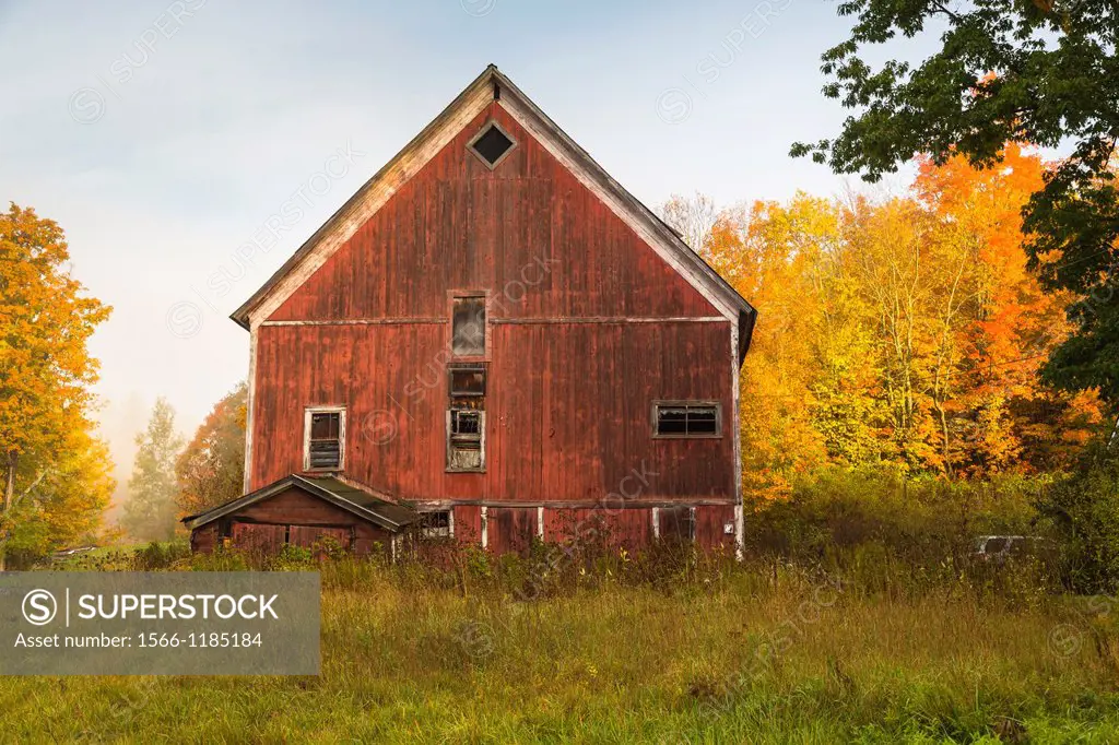 Red barn in Cabot, Vermont, USA