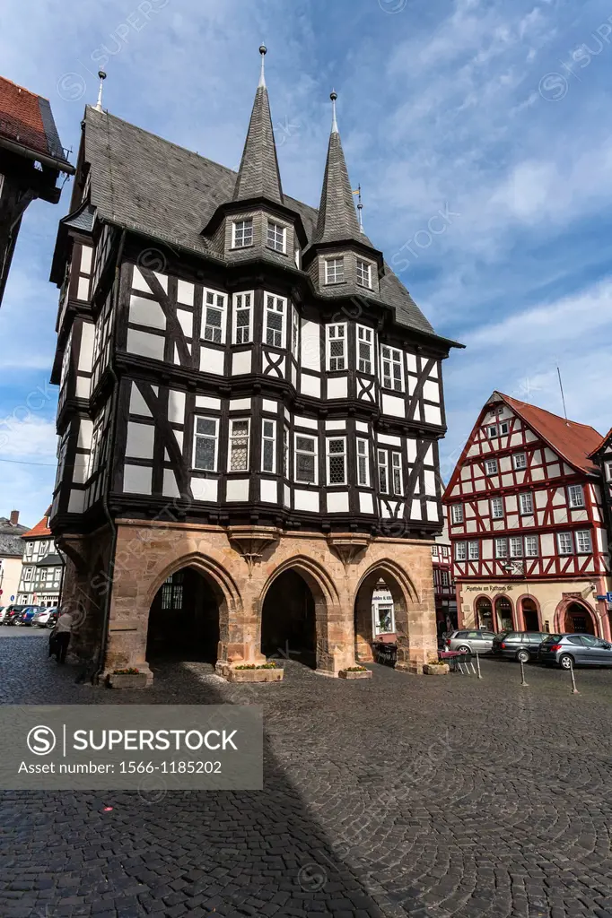 The picturesque city hall in Alsfeld on the German Fairy Tale Route, Hesse, Germany, Europe