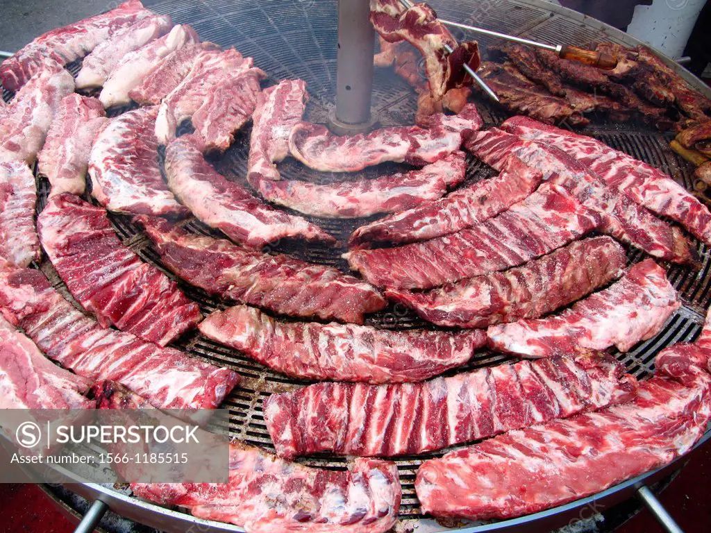 Barbecue pork ribs, Madrid, Spain.