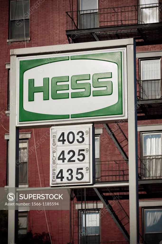 Gas pirces at a Hess gas station in the Clinton neighborhood of Manhattan in New York To relieve the long gas lines at the pump due to damage to the g...