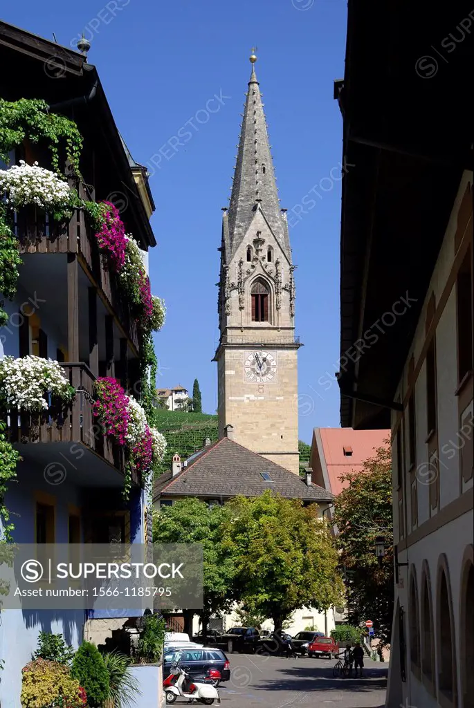 Parish church of Tramin at the South Tyrolean wine route at Bozen - Caution: For the editorial use only  Not for advertising or other commercial use!