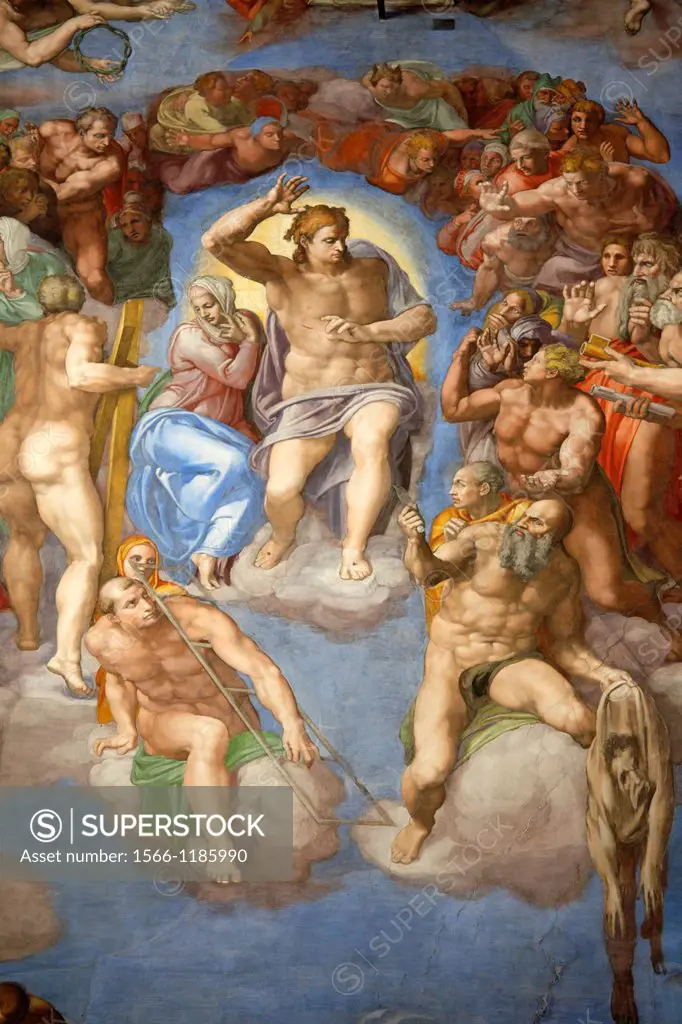 The Last Judgement by Michelangelo at the Sistine chapel, Vatican, Rome, Italy