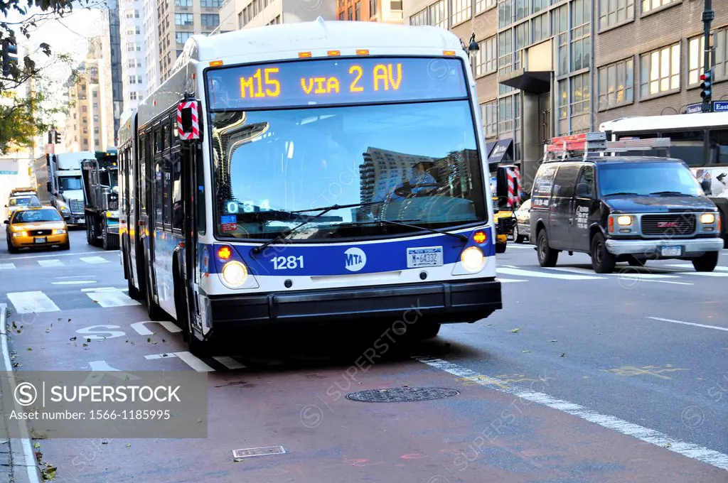 New York City Public Transportation M15 Bus, Manhattan, New York City, USA