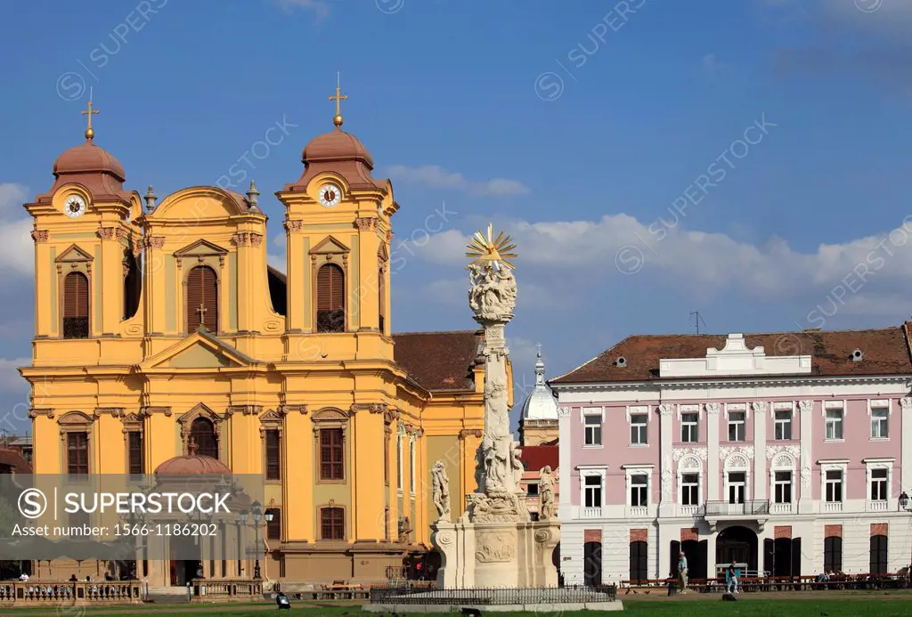Romania, Timisoara, Piata Unirii, Roman Catholic Cathedral, Trinity Column,