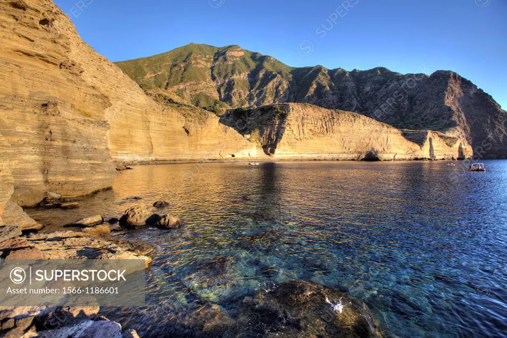 Pollara bay and Faraglione Rock, Salina, Aeolian islands, Sicily, Italy