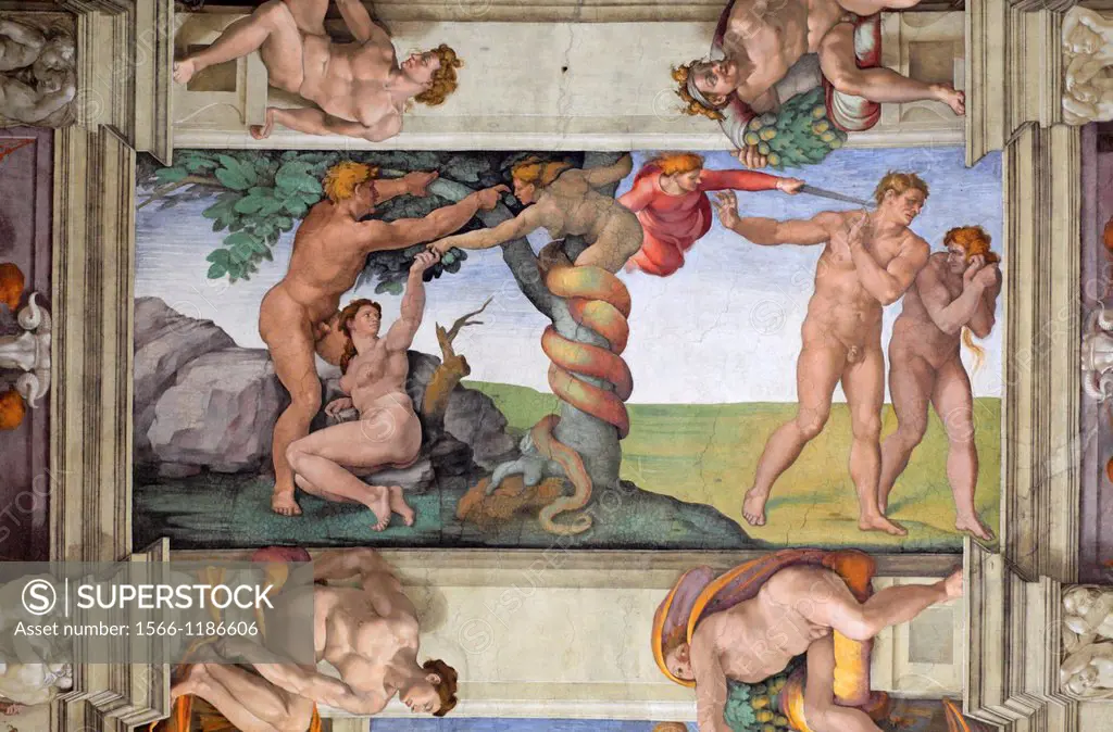 The fall of man by Michelangelo, Vatican, Rome, Italy