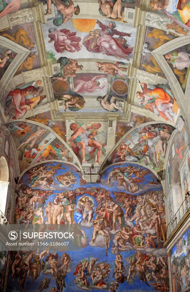 The Last Judgement by Michelangelo at the Sistine chapel, Vatican, Rome, Italy