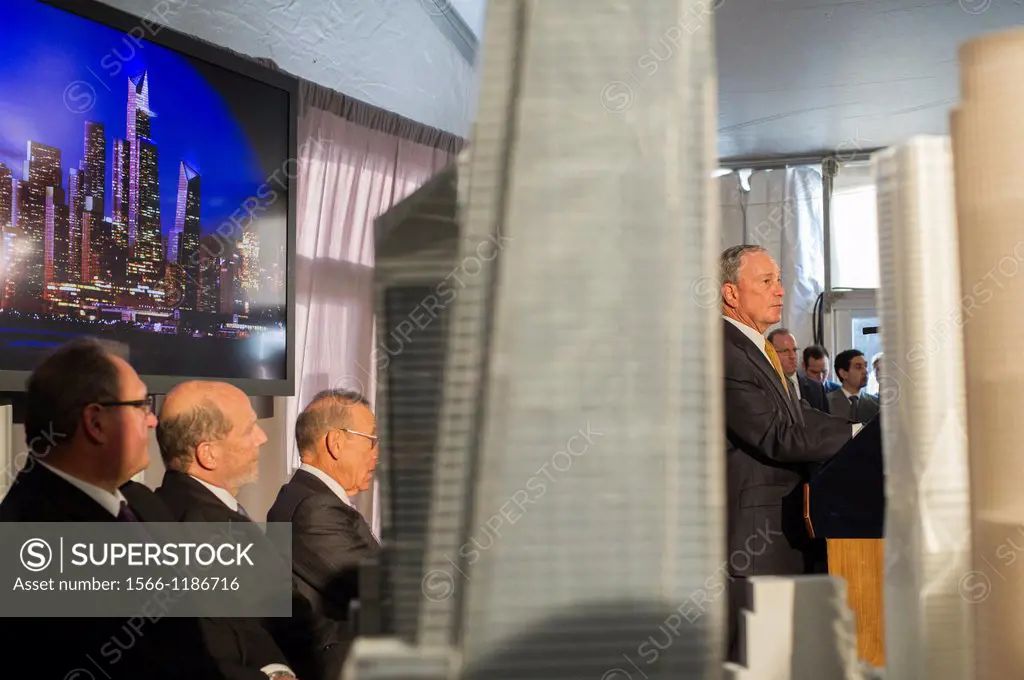 New York Mayor Michael Bloomberg, right, with other dignitaries at the groundbreaking ceremony for the long anticipated and controversial Hudson Yards...