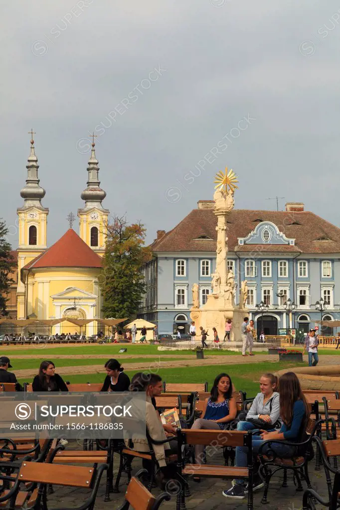 Romania, Timisoara, Piata Unirii, square, people, Serbian Orthodox Church,