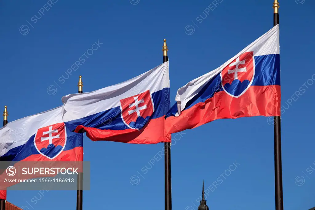 Slovakia, Bratislava, Slovakian national flags,