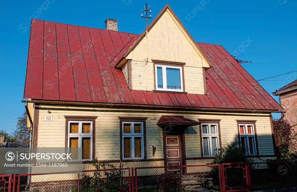 village of Parnu Estonia and traditional wooden homes in downtown center