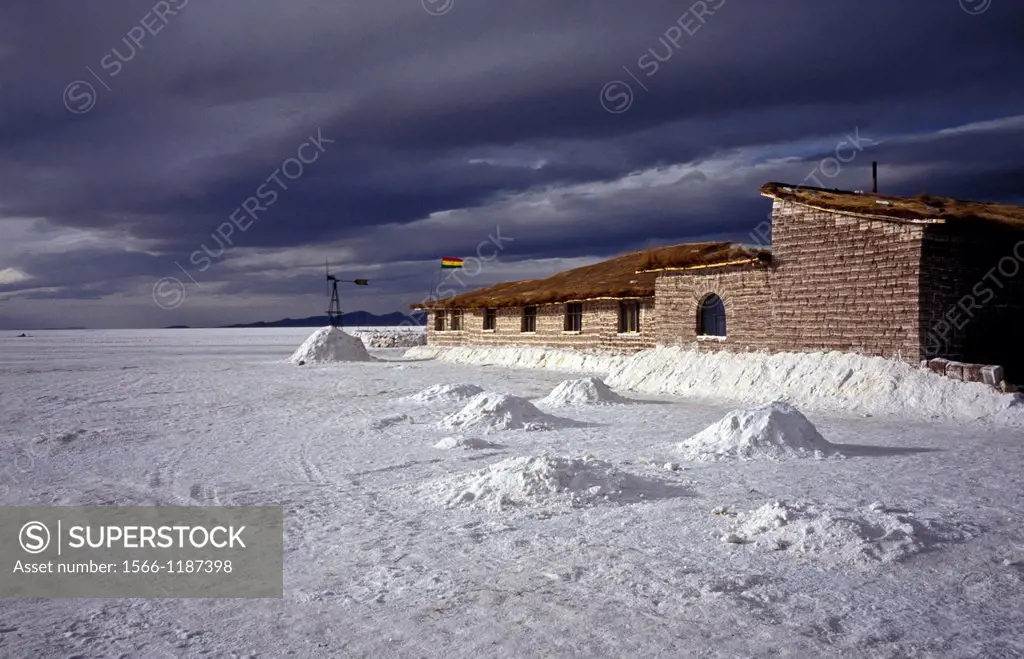 Salt Hotel made entirely out of salt in Salar de Uyuni, Bolivia