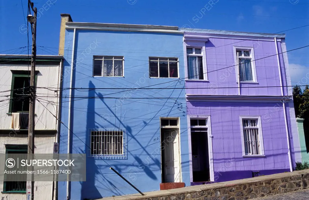 Typical houses on Cerro Alegre, Valparaiso, Chile