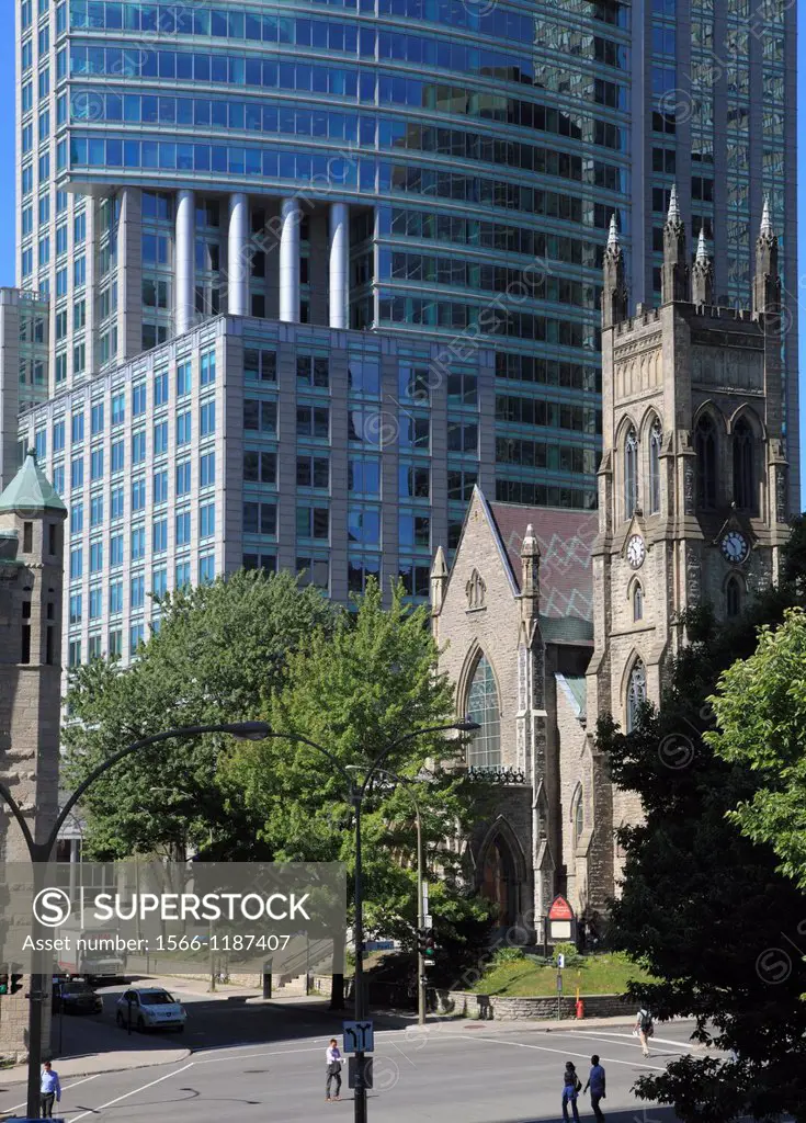 Canada, Quebec, Montreal, St Georges Church, skyscraper,