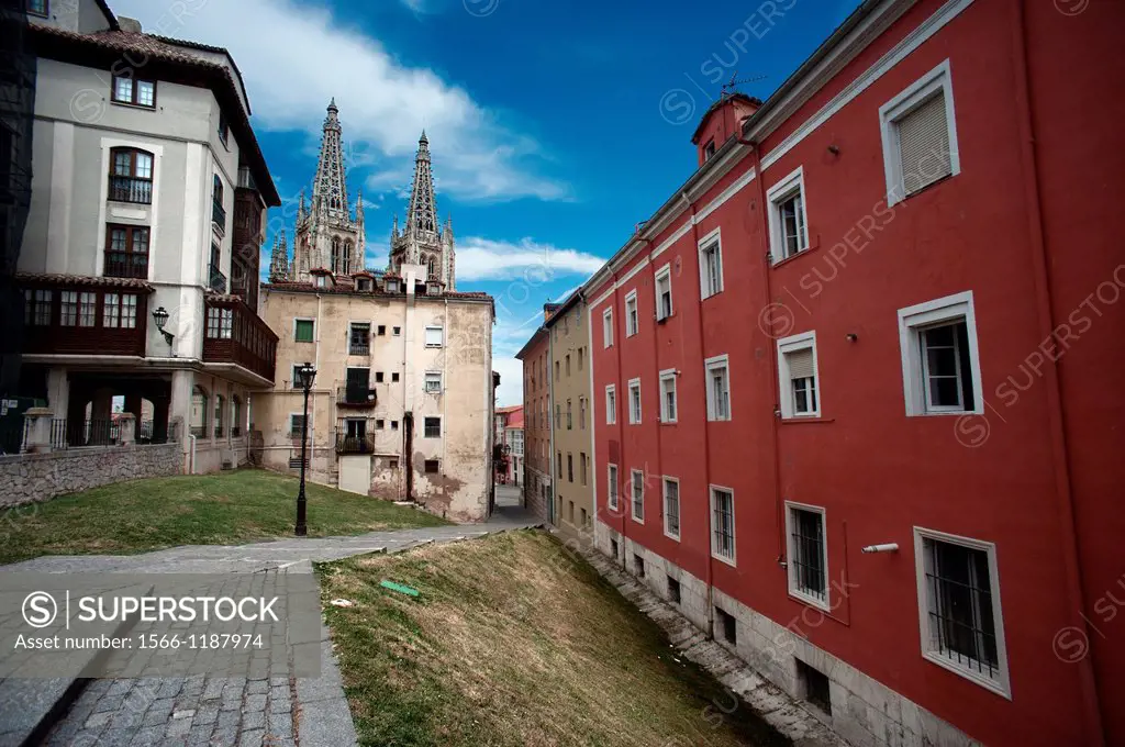 Houses and Cathedral of Burgos, Spain