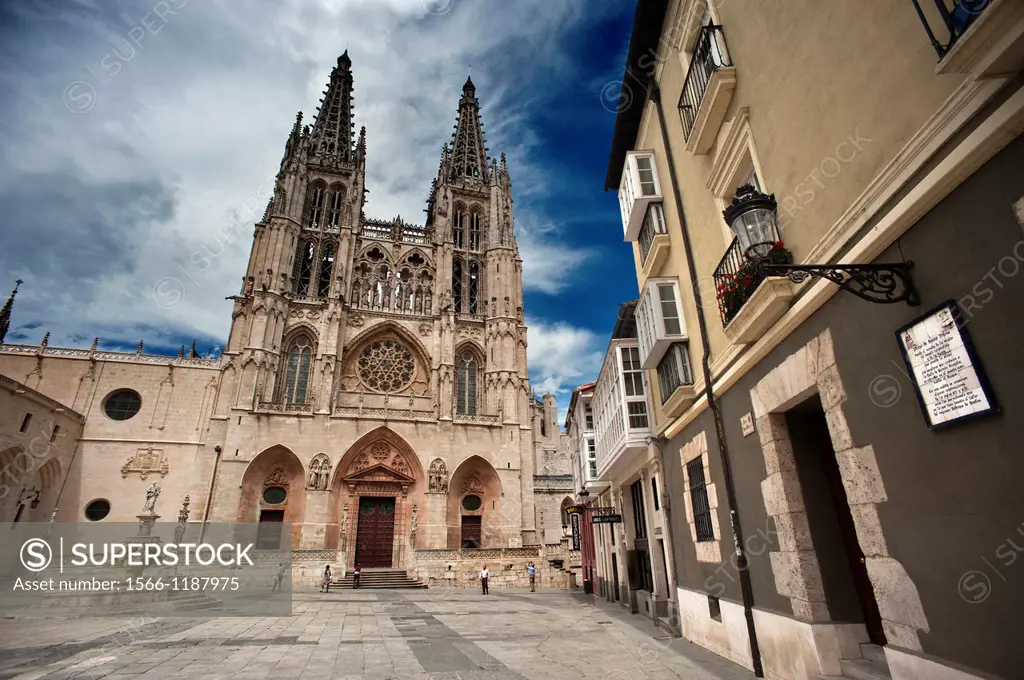 Houses and Cathedral of Burgos, Spain