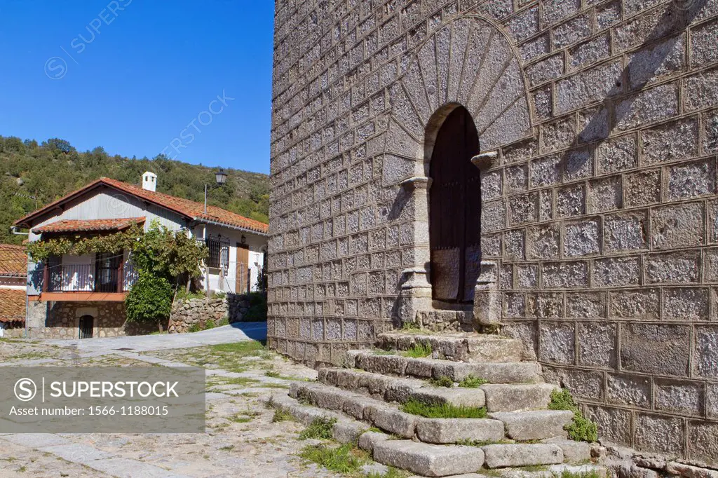 Church of Montemayor del Río, a small village declarated Historical-Artistic Site in Sierra de Béjar, Salamanca province  Castilla y León  Spain