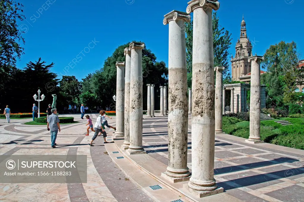 columns, amphitheater, Joan Maragall Gardens, Montjuic, Barcelona, Catalonia, Sapin