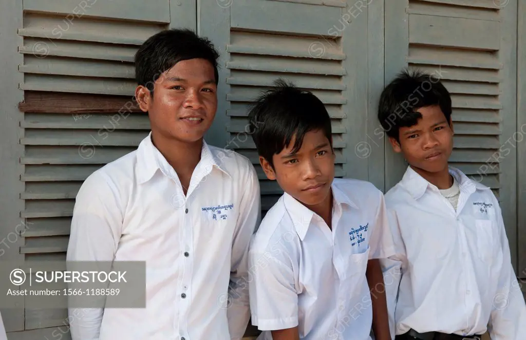 School boys in elementary school grades 5 and 6 near Siem Reap In Cambodia Asia