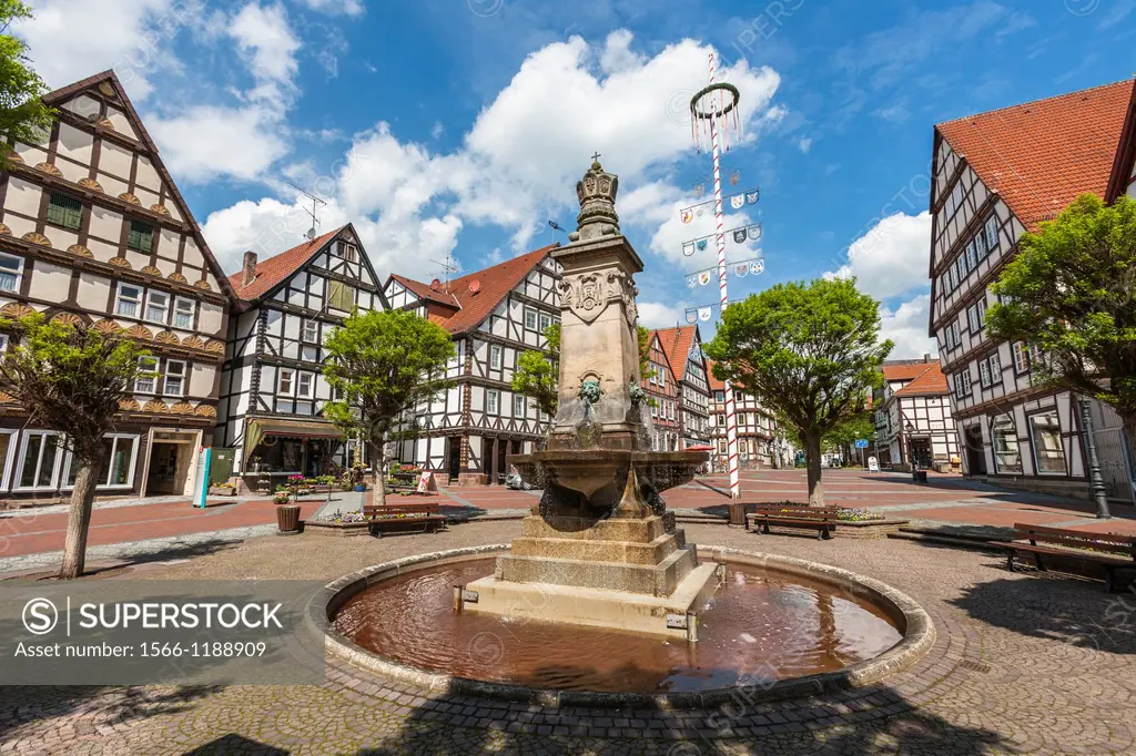 Market square in Hofgeismar on the German Fairy Tale Route, Hesse, Germany, Europe