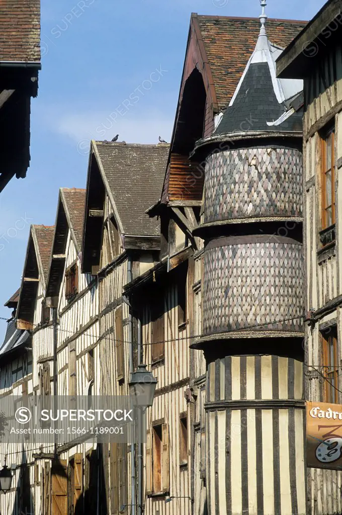 tourelle de la Maison des Orfevres,maisons a colombages,rue Champeaux,Troyes,Aube,region Champagne-Ardenne,France,Europe//turret of the Goldsmith´s Ho...