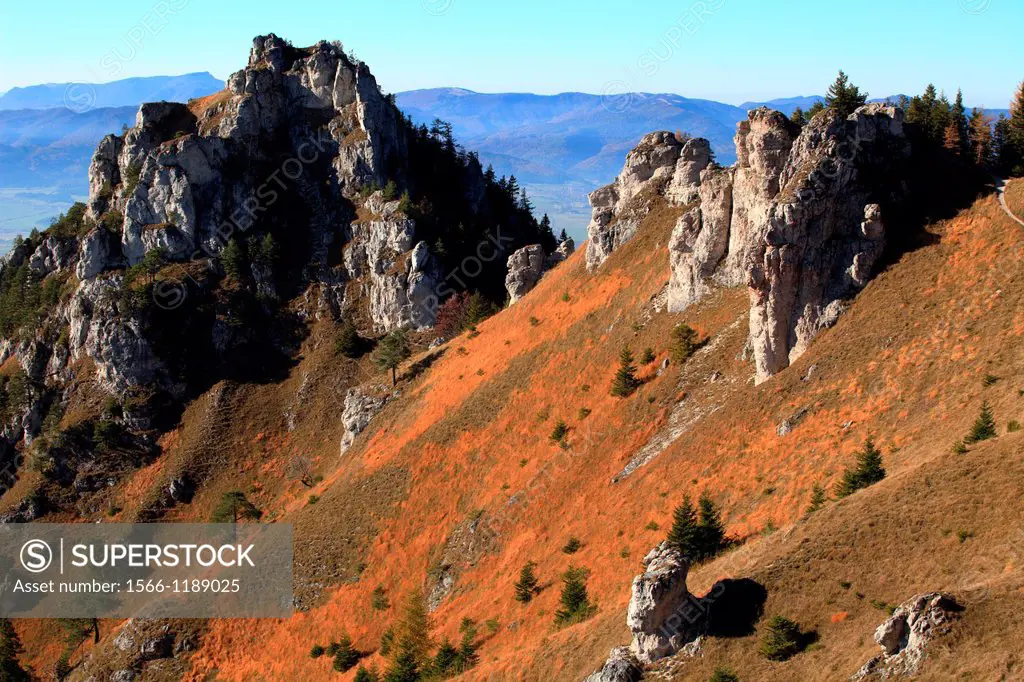 The limestone cliffs at the summit of Ostra, NP Velka Fatra, Slovakia
