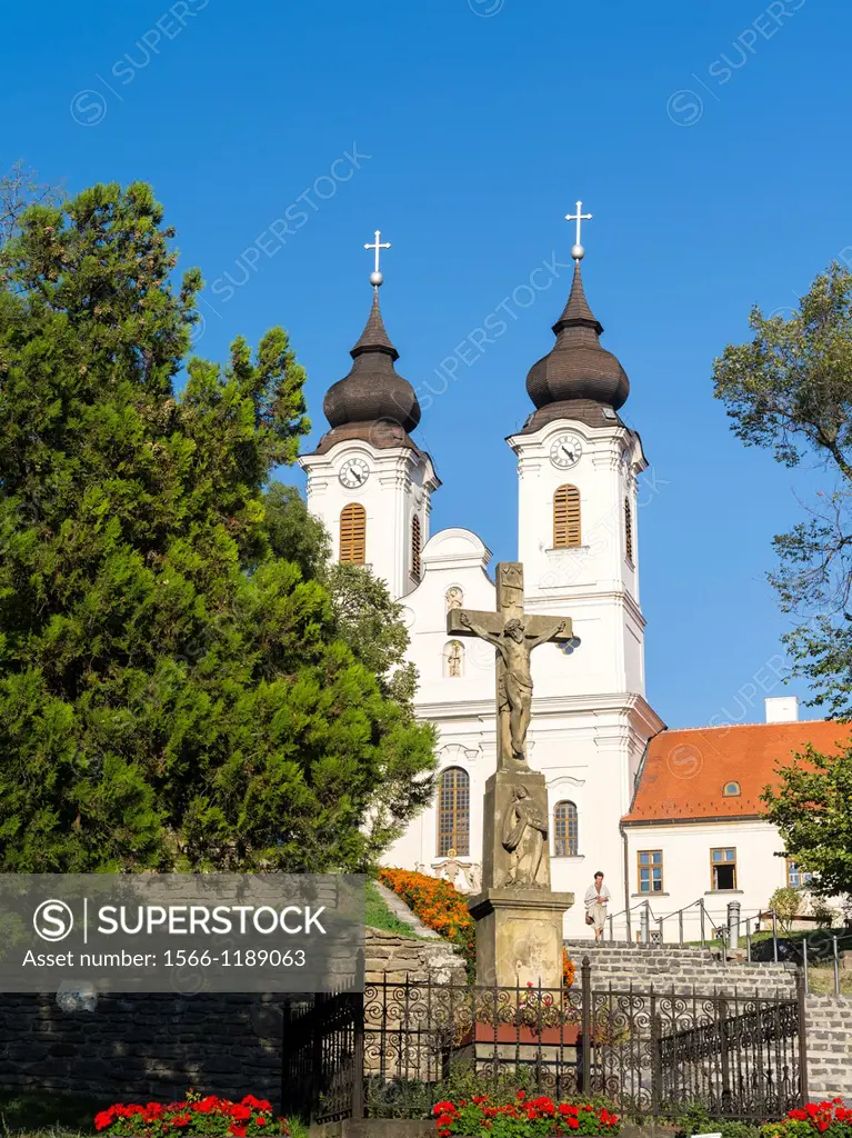 The Benedictine Abbey of Tihany is one of the main attractions of the Balaton area  Europe, Eastern Europe, Hungary, Tihany, October