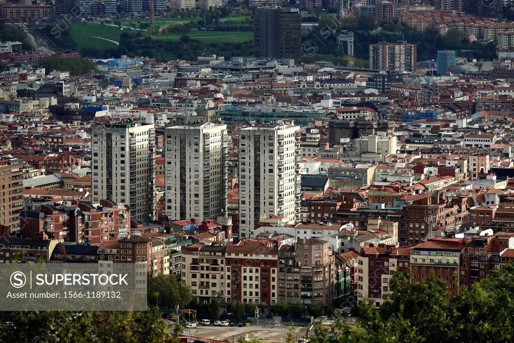 Aereal view of Bilbao City, Biscay, Basque Country, Spain