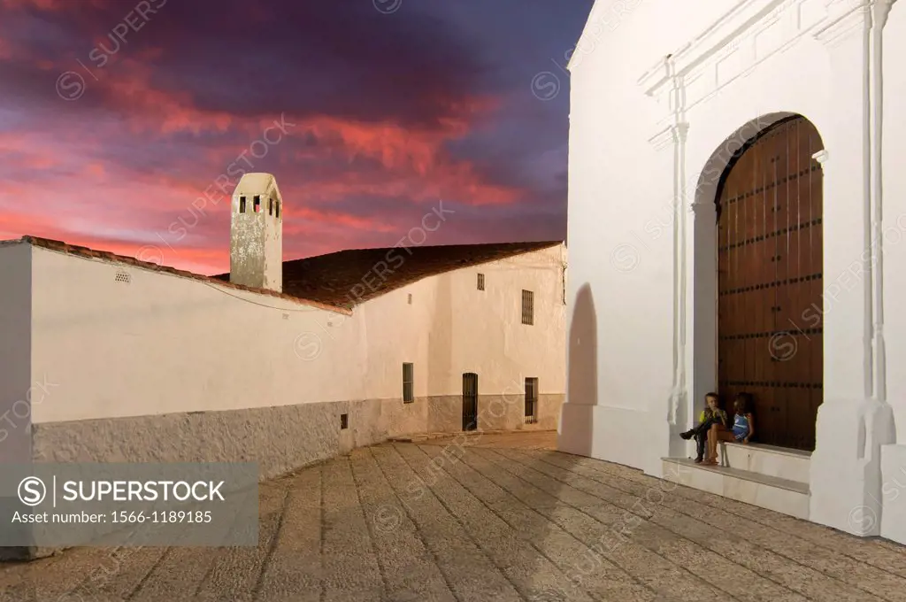 Church and square, La Granada de Riotinto, Huelva-province, Spain