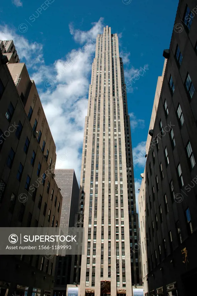 New York City, the 75 Rockefeller Plaza, also known as the Esso Building and Time Warner Building, at the Rockefeller Center, Manhattan