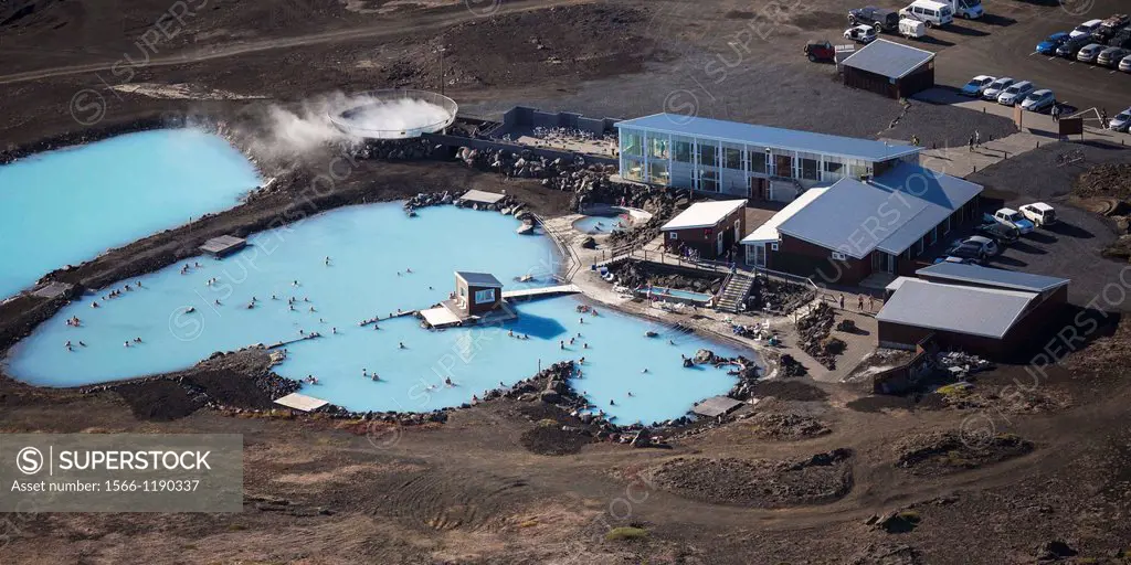 Geothermal hot springs- Myvatn Nature baths, Northern Iceland  The water supply for the Myvatn Geothermal hot springs come from the Power Company´s bo...