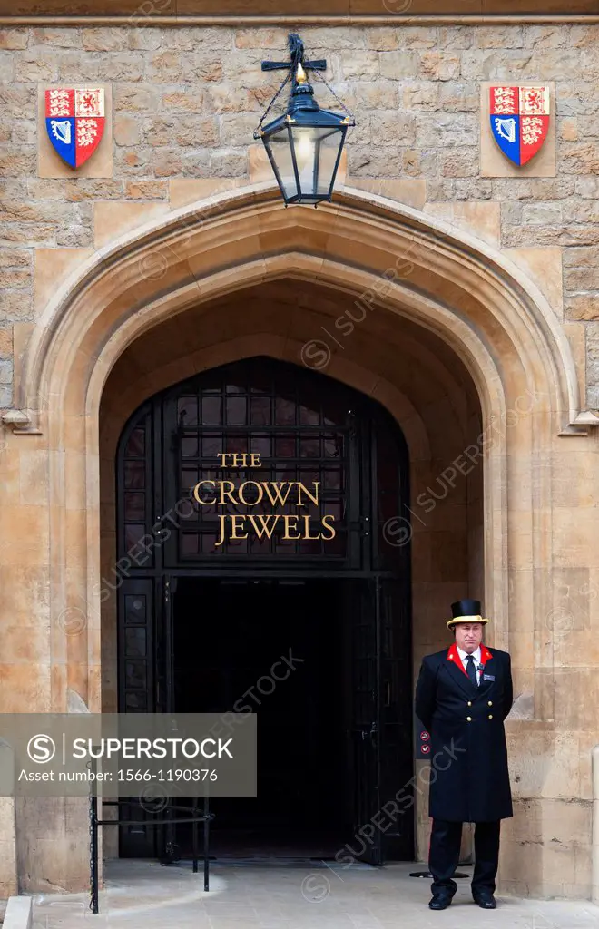 Grand entrance to the Jewel House at the Tower of London where the Crown Jewels are kept on display  London England UK
